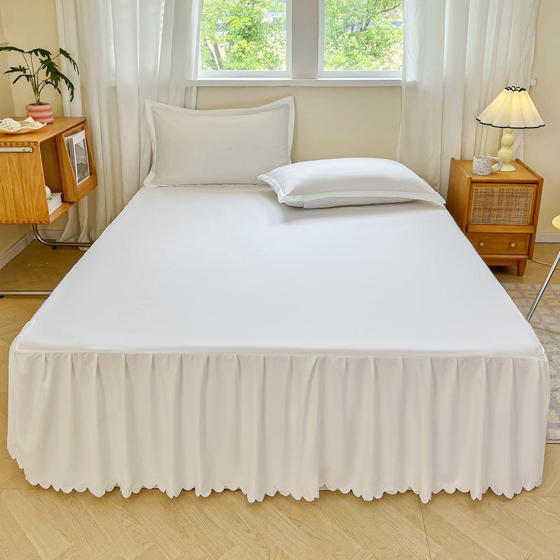 Non-Slip Solid Color Bed Skirt & Peach Skin Mattress Protector