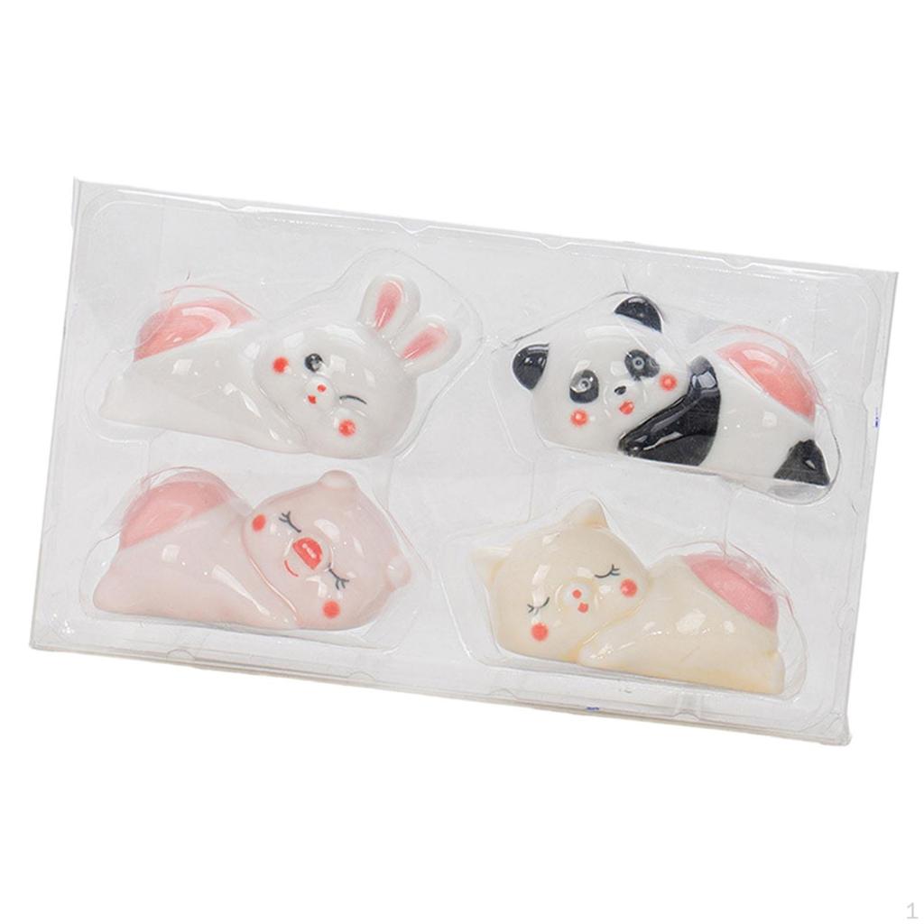 4Pcs Animal Chopsticks Rest Set ,Dinner Spoon Stand ,Figurine Sculpture Fork Rack, Ceramic