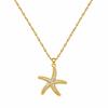 New Luxury Starfish Pendant Necklace: Copper-Plated with 18K Gold, Zircon Inlay, Simple Clavicle Chain
