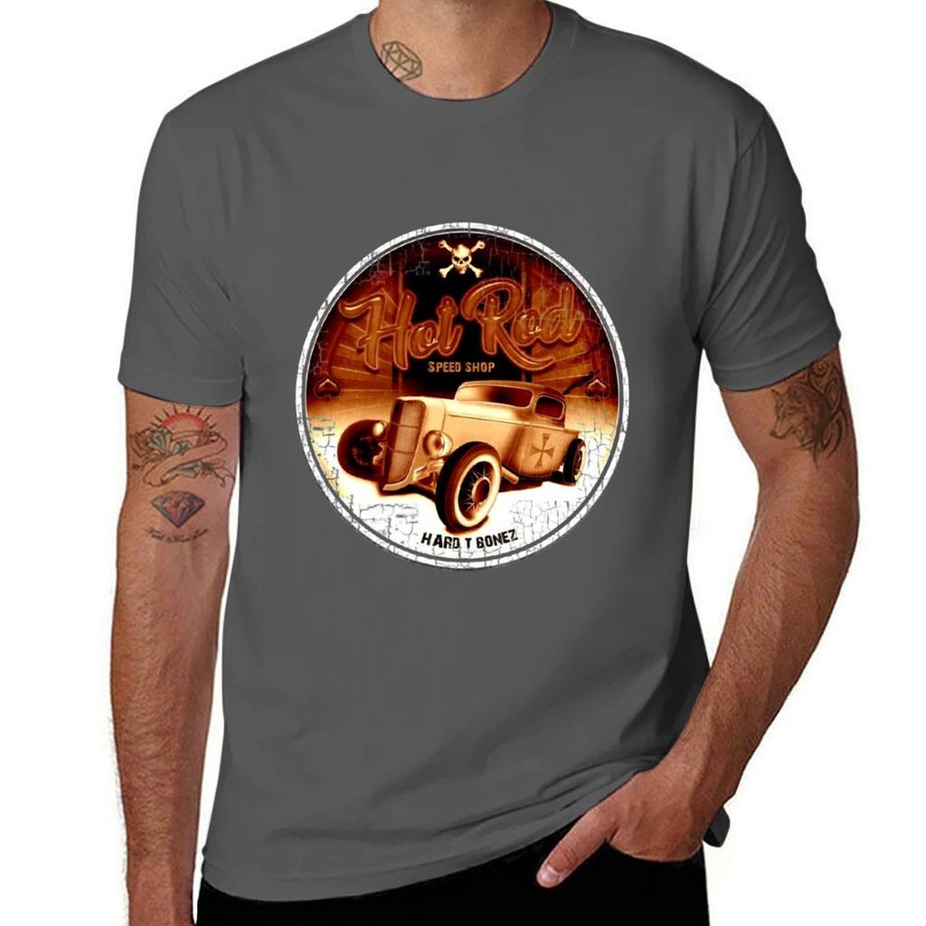 Hot Rods Speed Shop TShirt Basic Daily Outfit Short Sleeve Tee