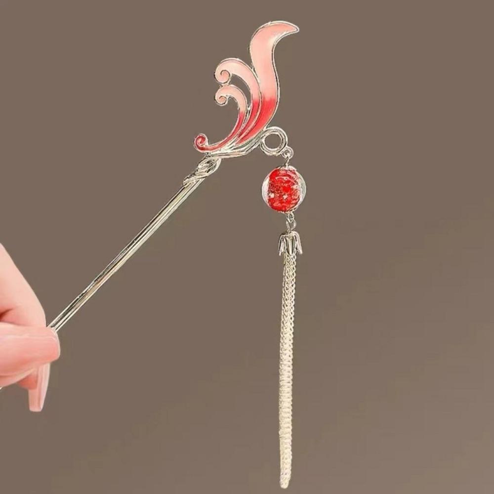 

Vintage Tassel Swaying Hairpin Chinese Antique Hair Jewelry for Women Hanfu Step-Shake Clip with Accents Bridal Hair Accessory