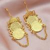 1 Pair Gold Color Luxury Antique Coin Earrings For Women  Round Currency Sign Copper Earring Boucle D’oreille Femmes