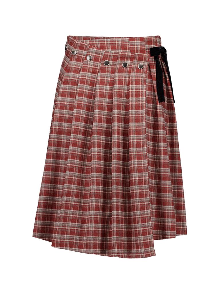 SETUP-EXE Check Wrap Skirt/Red