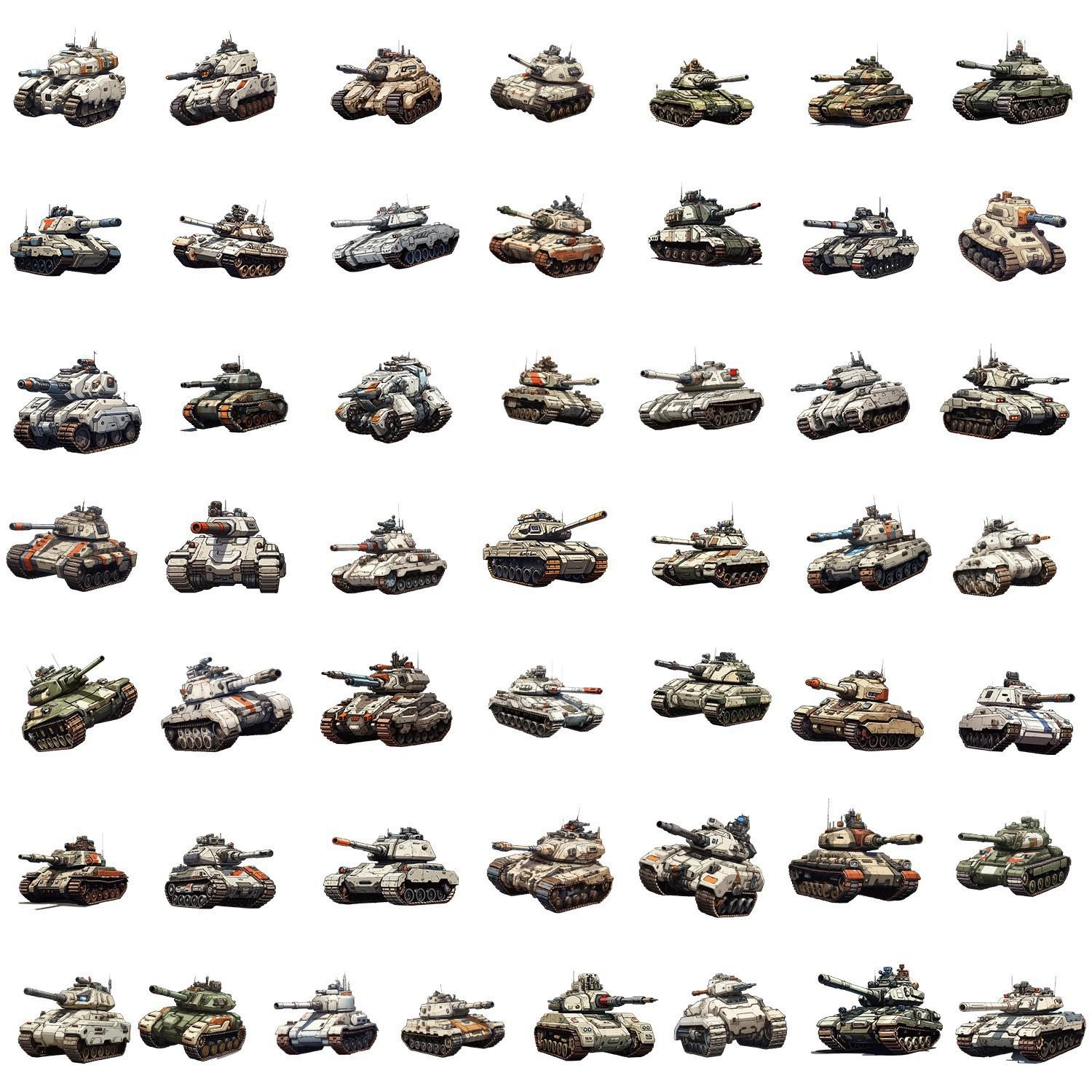 50 Cartoon Military Equipment Stickers for Phone & Computer - Waterproof Decorative Stationery Stickers
