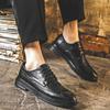 Men'S Leather Shoes Business Dress Casual Versatile Black Pointed Thick Sole British Fashion Wedding Shoes 9625-J