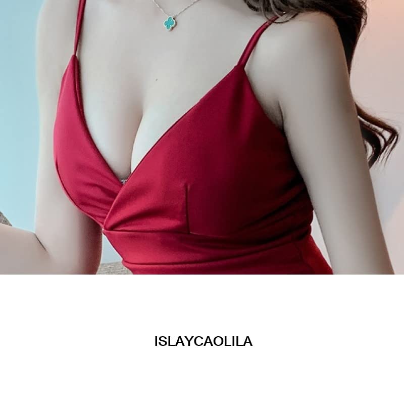 ISLAYCAOLILA CI3 Feny Cabaret Mini Club Party Tight Mini Slit Women's Dress, Dress, Dress, Dress, Dress, Camisole, Cache-Coeur, Sleeveless, Gathered,