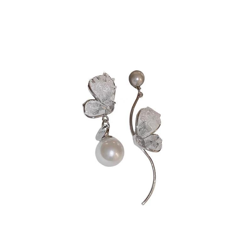 French pearl niche zircon butterfly earrings women's ins light luxury temperament versatile high-end stud earrings