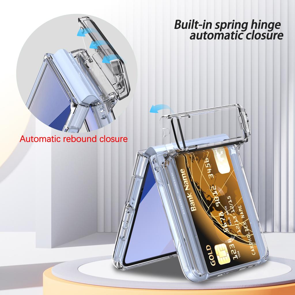 Shockproof Bracket Hinge Case For Samsung Galaxy Z Flip 7 6 5 Flip7 Flip6 Zflip7 Cover Hard Wallet Card Insertion Folding Cases