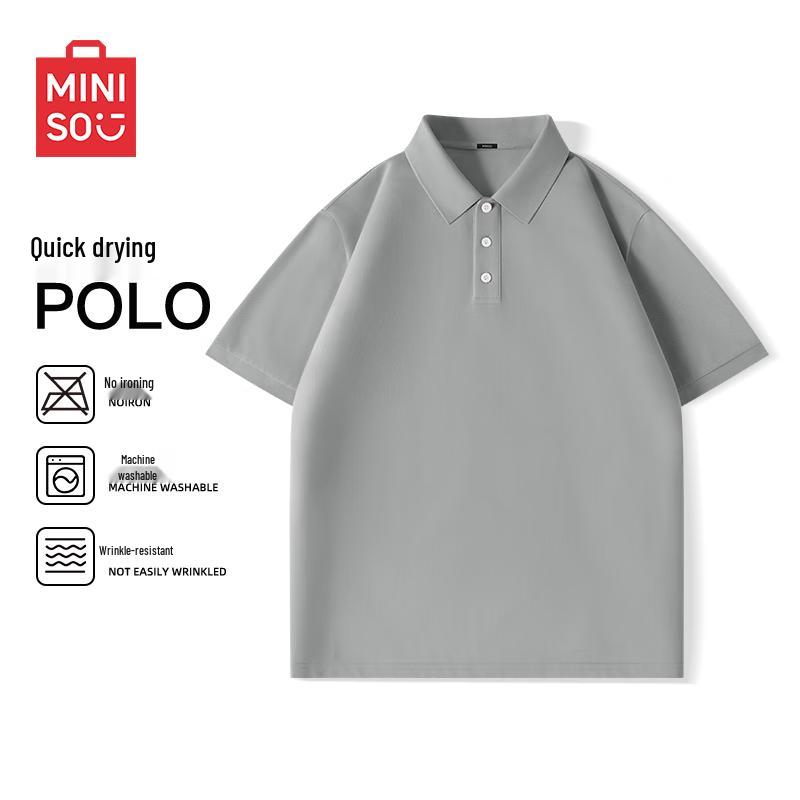 MINISO Men's Solid Quick-Dry Polo Shirt