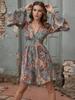Robe Casual Imprimée Bohème à Col en V pour Femme 2026