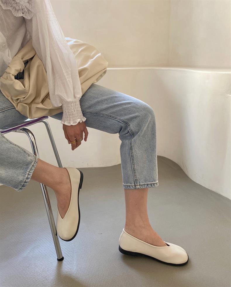 IPPEUM Women Mary Janes Shoes Ballet Flats Black 2025 New Soft Women Leather Ballerina Shoes