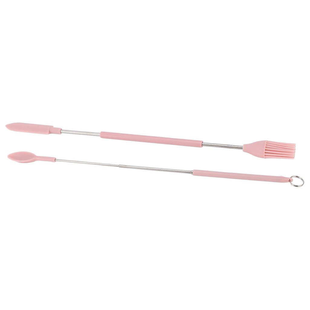 Telescopic Silicone Spatula Pink Reusable Jar Scraper Retractable Mini Makeup Spatula Spoon Set for Cosmetics