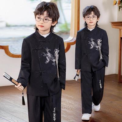 Boys' Tang Suit Hanfu Set: Chinese Style Retro Outfit for Performances, Poetry Recitals, and Special Occasions