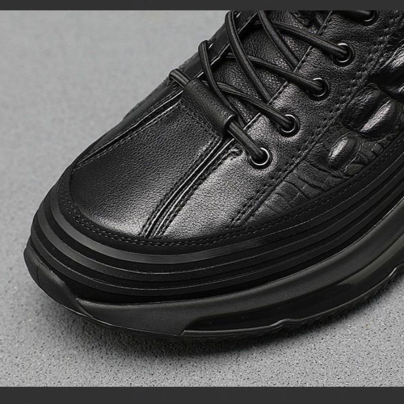 Herren-Business-Freizeitschuhe aus Leder, Papa-Schuhe mit dicker Sohle, bequeme, trendige Freizeitschuhe zum Schnüren