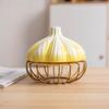 Stylish Iron Garlic Shape Storage Basket Space Saving Egg Storage Garlic Ginger Basket Ceramic Kitchen Shelf Kitchen