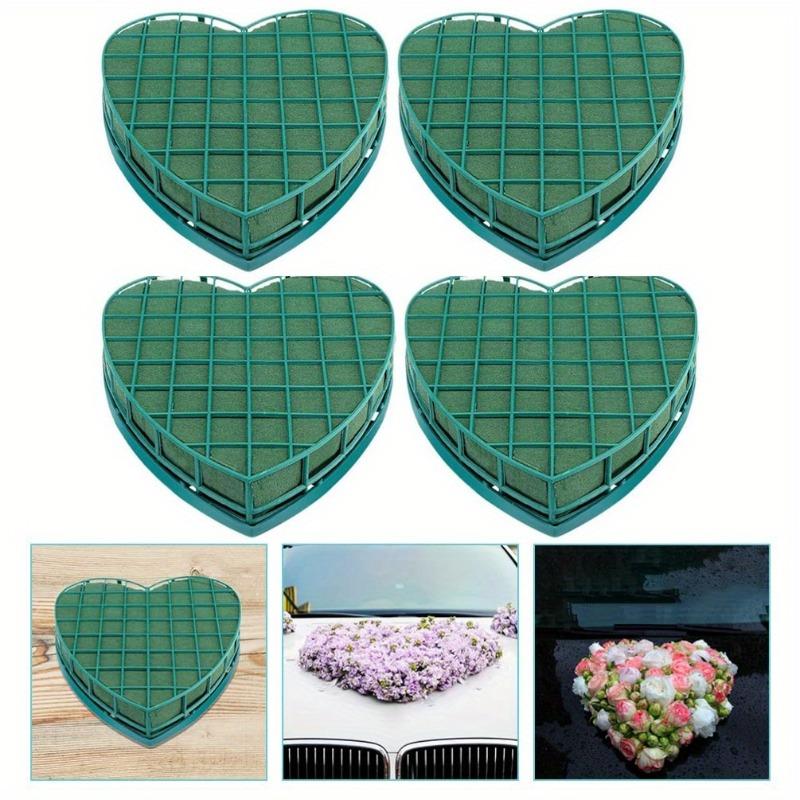 4pcs Heart-Shaped Foam Flower Foam Inserts with Suction Cups for DIY Wedding Car Decorations Floral Arrangements Bouquets Making
