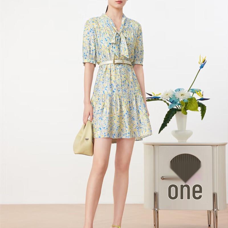 

JUZI ANNACO French Floral Print Tie-Waist Midi Dress S