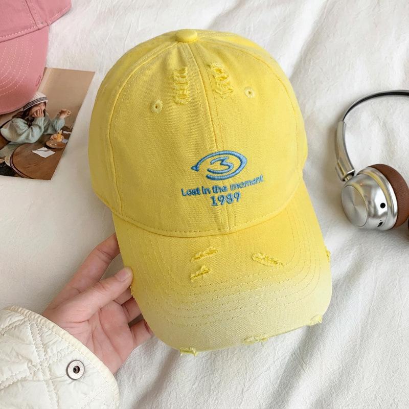 Spring And Summer Letter Embroidered Baseball Cap Female Retro Hat Showing Small Face Soft Top Cap Male