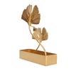 Double Ginkgo Leaf Shape Coil Burner Holder Vintage Iron Fireproof Coil Incense Holder for Home Living Room Golden