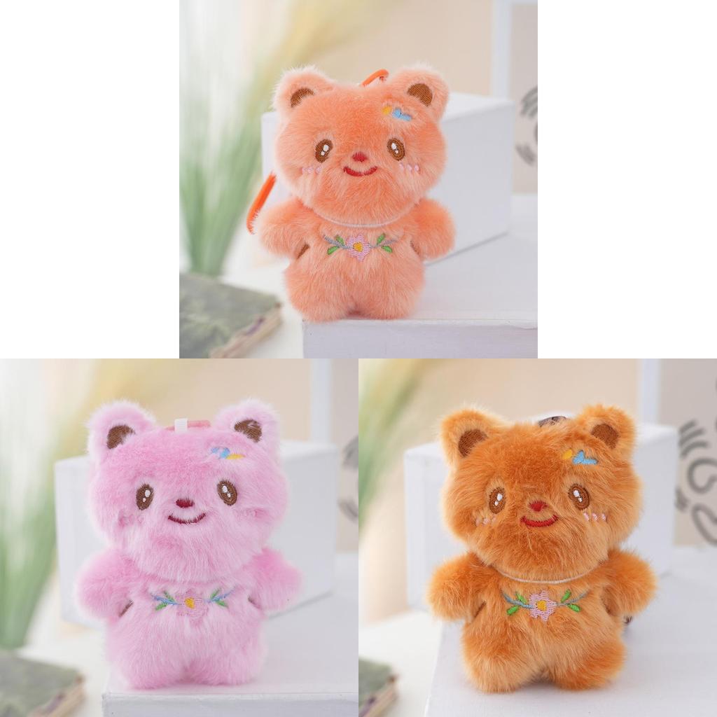 Plush Bear Keychain With Flower Design For Kids And Adults