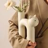 Nordic Cat Flower Vase Ornament - Cute Cream Style Decoration for Floral Arrangements