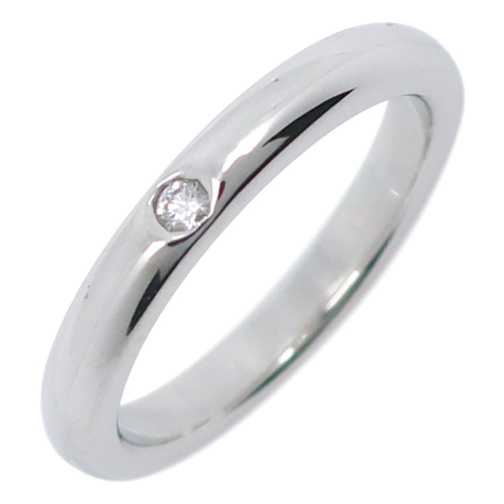 

TIFFANY&Co. Stacking band Ring Elsa Peretti Pt950Platinum/diamond #3.5(US Size) 4.5g Women Used