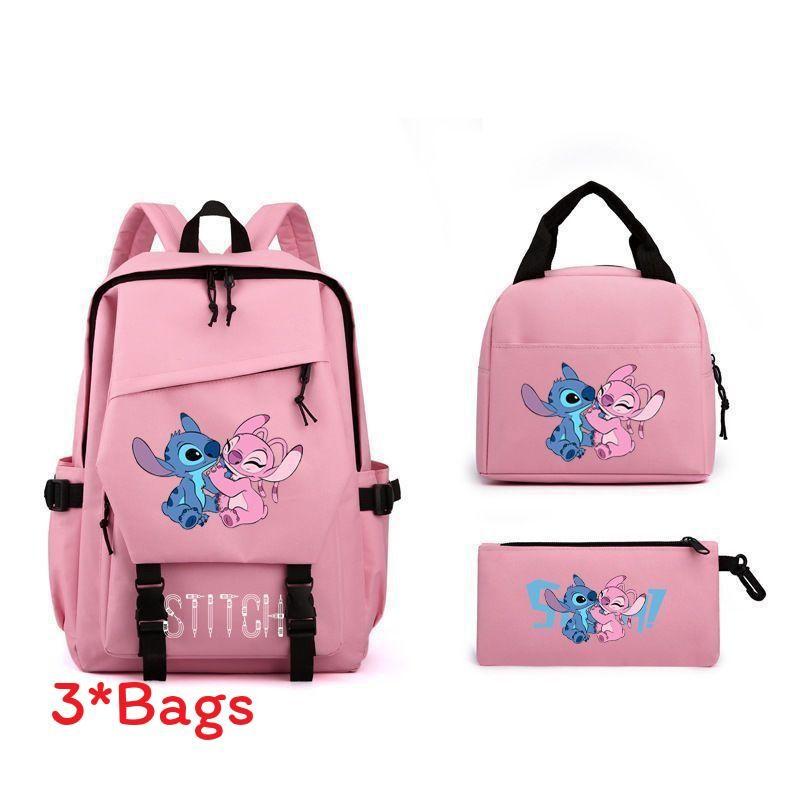 Stitch Student Backpack Lunch Bag And Pen Case Threepiece Set For Use Education