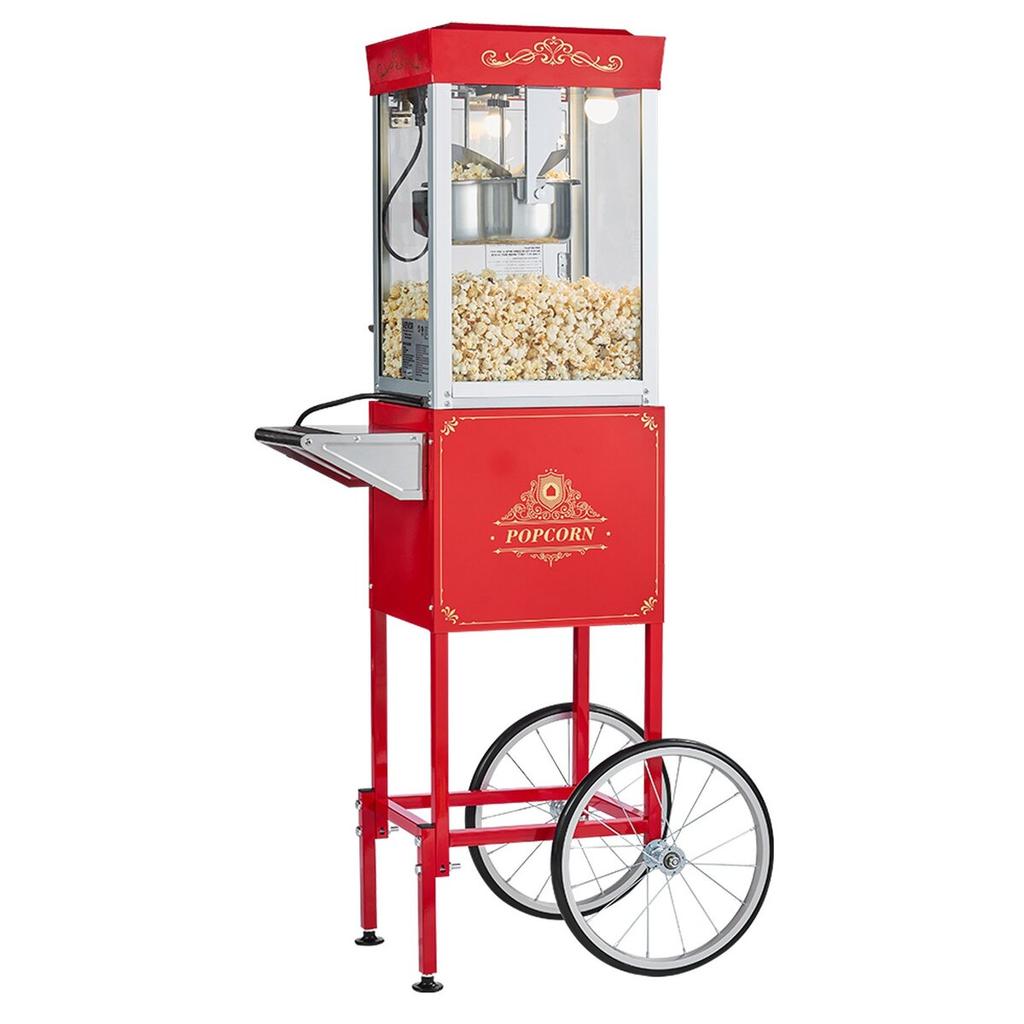 Popcorn Machine with Cart Popcorn Popper Maker 800W 0.2kg Kettle Red