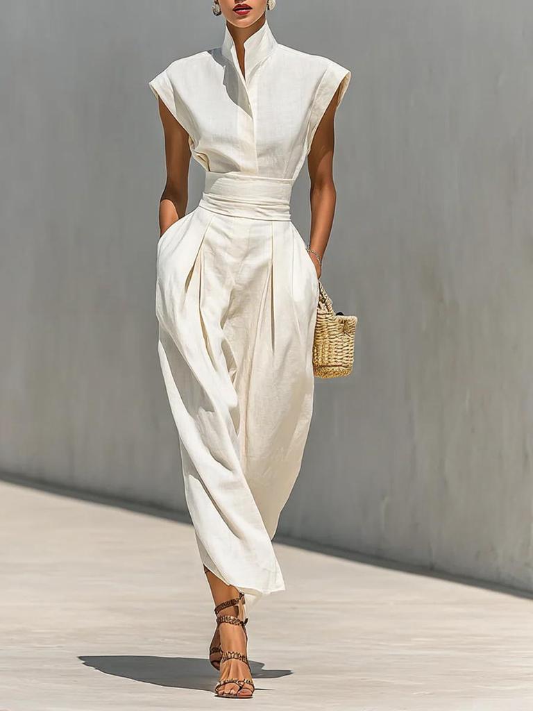 Spring/Summer 2026 European & American High-Waisted Long Skirt and Loose High-Neck Top Commuting Dress for Women