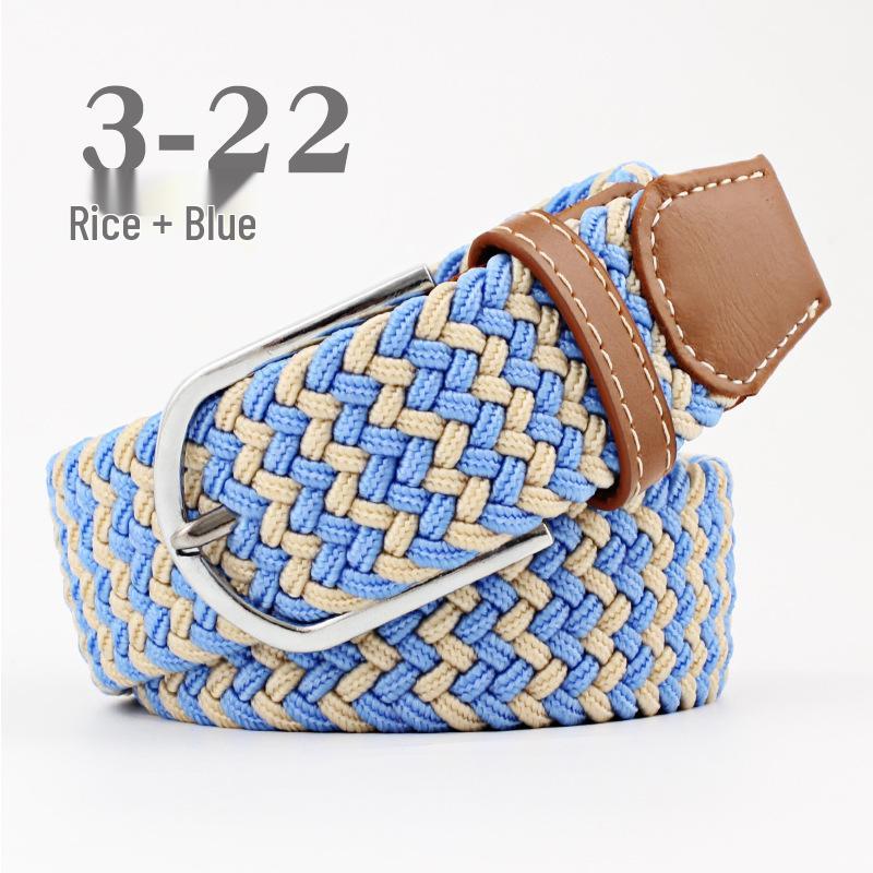 חגורת בד אלסטית יוניסקס עם אבזם פין - אבזם אריגה קז'ואל מתיחה עם הדגש עור