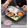 304 Stainless Steel Square Divided Lunch Tray with Lid