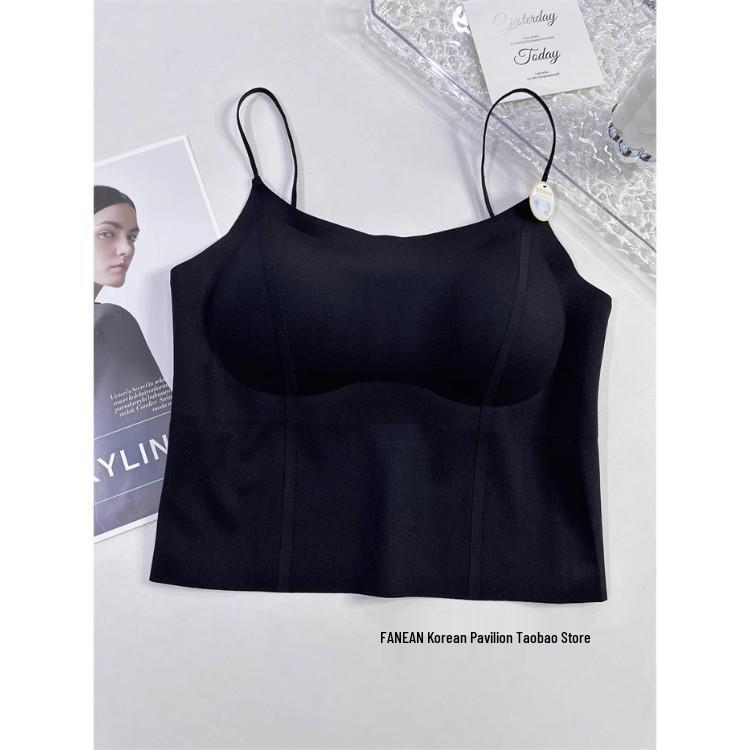 Women's Ice Silk Seamless Camisole Bra with Chest Pad and Back Support