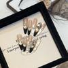 Pure Hand-woven Armor High-end Golden Light-chasing Cat Eye Nail Art Black French Flash Zircon Diamond Fake Nail Sheet