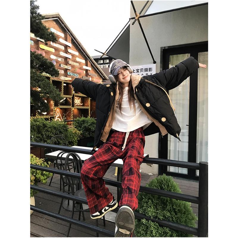 Women S Loose Short Winter Padded Cotton Coat Fake Two Pieces Style