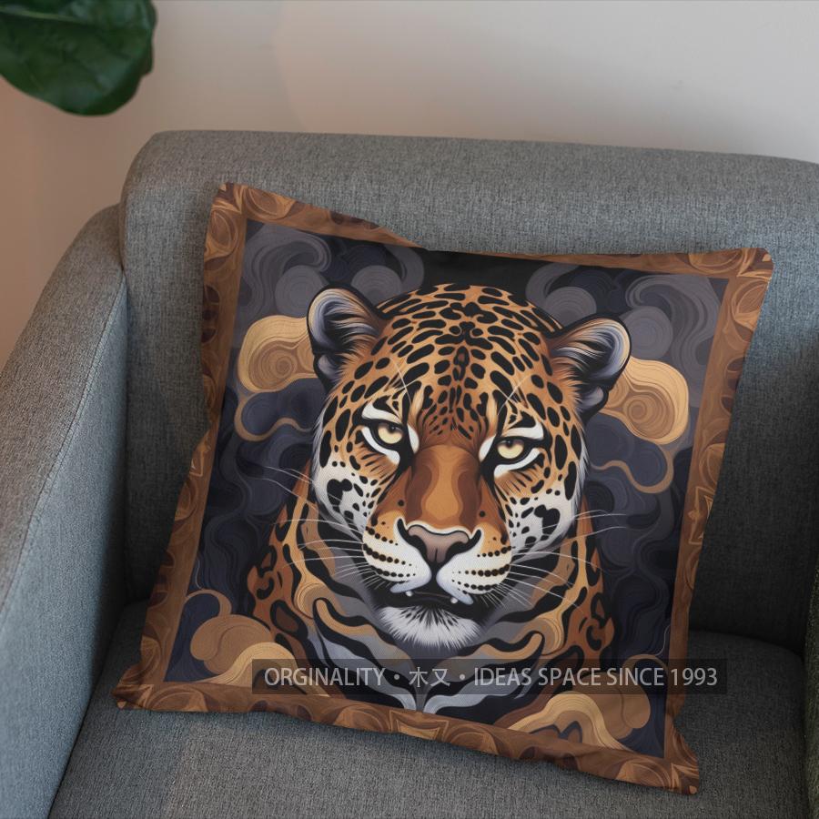 2D Leaping Cheetahs: African Inspired Decor Pillow Pattern Cushion Cover Suitable For Sofa Bedroom Car Pillow Cover