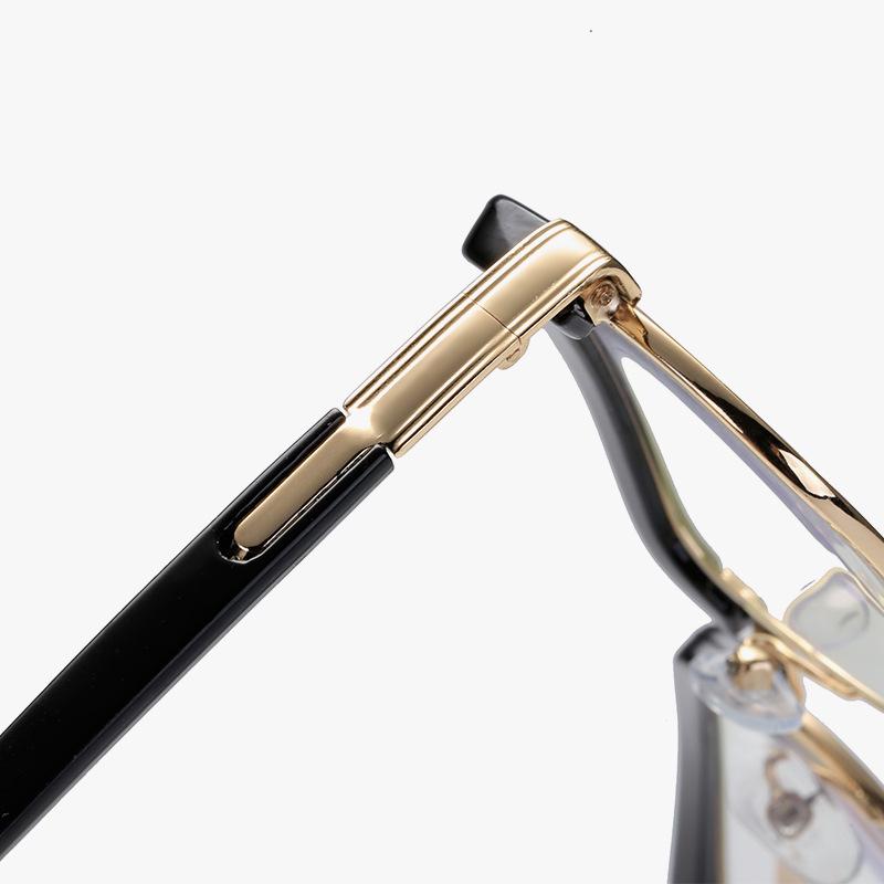 Schwarze Metall-Lesebrille mit großem Rahmen und Blaulichtfilter für Männer und Frauen - Stil 2292