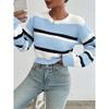 2026 Autumn and Winter Hot Sale New Acrylic Loose Drop Shoulder Round Neck Color Matching Knitted Long Sleeve Ladies Sweater