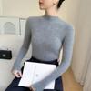 2025 Autumn/Winter High Neck Striped Cashmere Knit Slim Fit Sweater