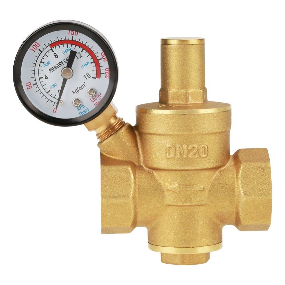 Adjustable Pressure Reducing Valve With Meter Water Pressure Reducer Brass Water Valve For RV