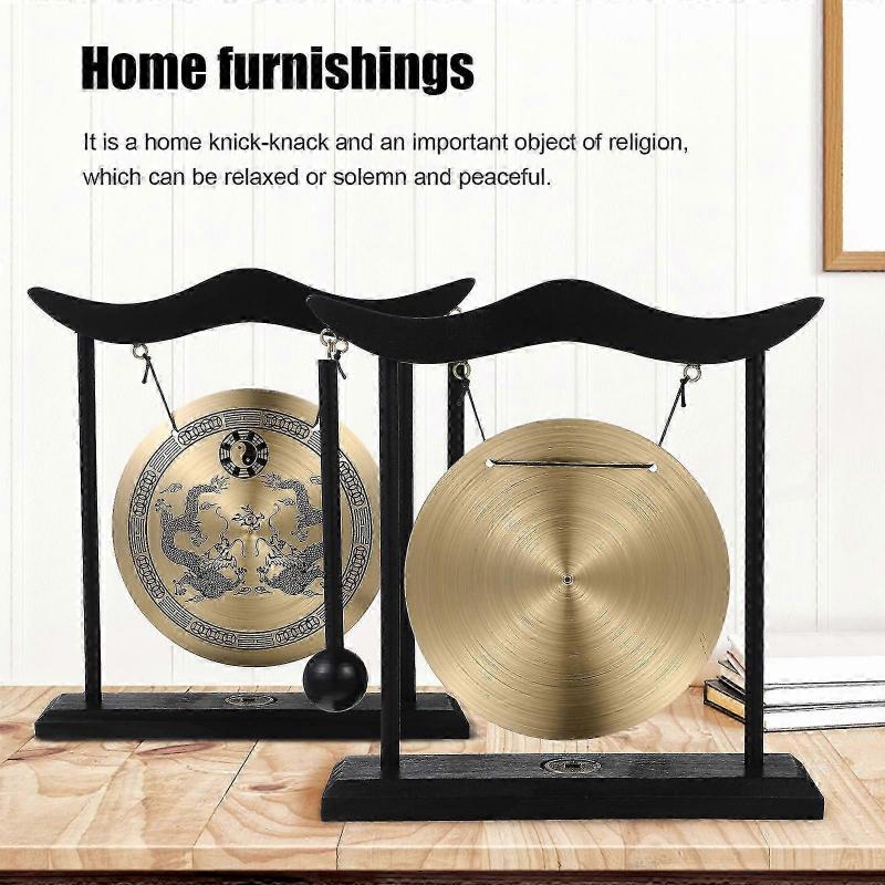 Gong with Mallet Antique Ornament Chinese Style Copper Gong Handicraft Decoration