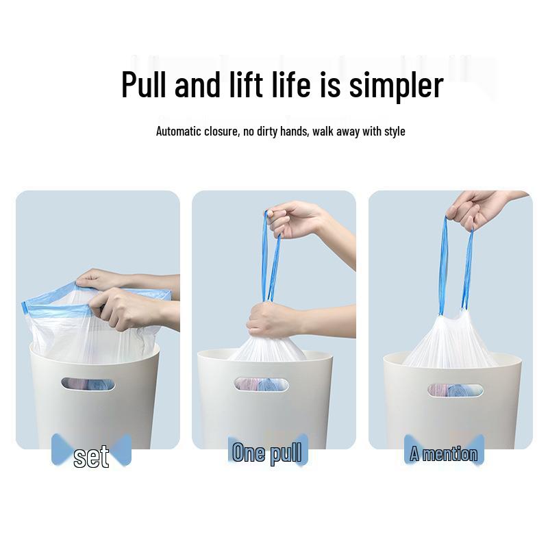 Extra Thick Drawstring Trash Bags - Durable, Tear-Resistant, Large Roll for Kitchen Use