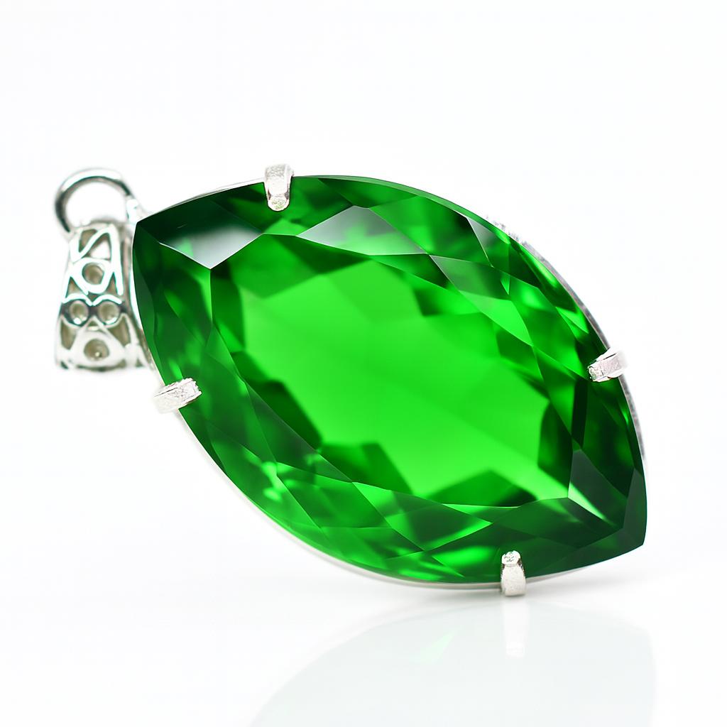 Beautiful Marquise 108 Ct CERTIFIED 925 Sterling Silver Green Topaz Pendant AI-70-NS