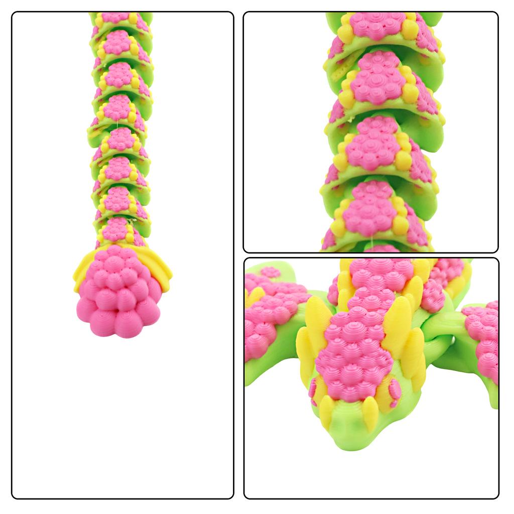 3D Printed Flower Dragon, Movable Dragon Ornaments With Wings And Joints, Multi-Color 3D Printing Technology Toys And Gifts