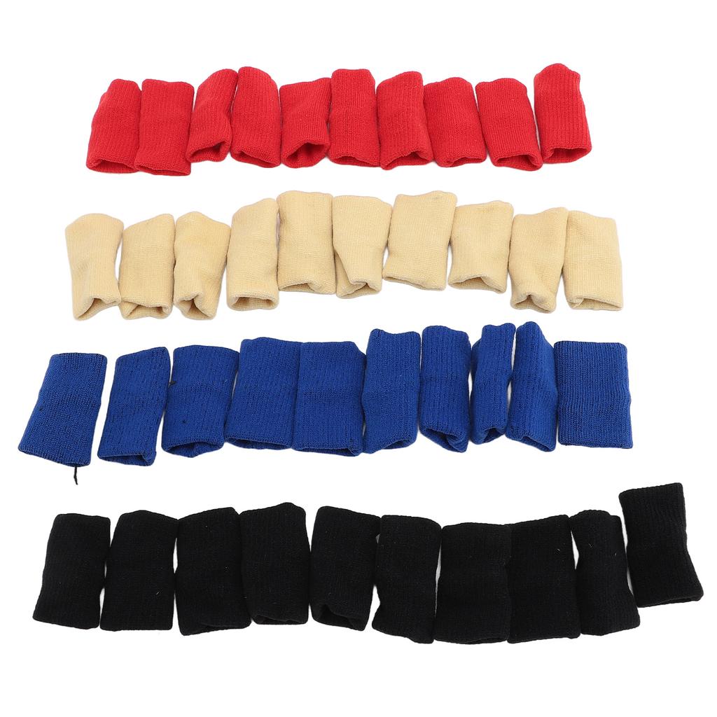 40Pcs Finger Sleeves Elastic Nylon Sports Joint Protector for Basketball Volleyball Red Blue Black Beige