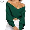 Striped V-Neck Loose Knit Sweater