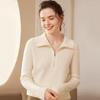 Thick Half-Zip Color-Block Cashmere Loose Knit Korean Pullover