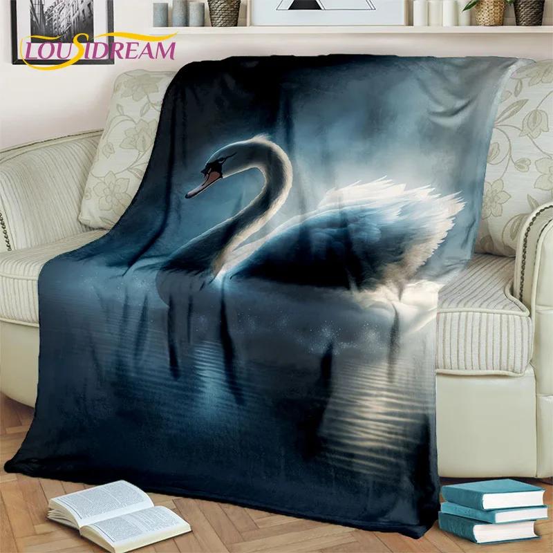 3D Dream Love Swan Cartoon Cygnus Girl Gift Blanket,Soft Throw Blanket for Home Bedroom Bed Sofa Picnic Travel Cover Blanket Kid