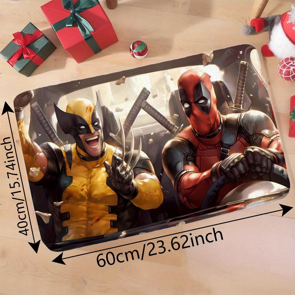 2D Flat, Marvel Deadpool and Wolverine Soft and Comfortable Flannel Bathroom Entry Mat, 2D Flat Welcome Doormat, Machine Washa