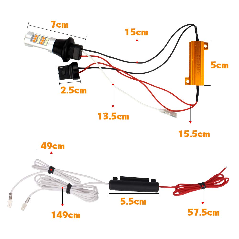 X-STYLE T20 7440 Turn Signal Position Kit, 12 V, Amber + Ice Blue, 2