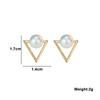 Small Triangle Stud Earrings for Women Imitation Pearl Tiny Earrings Korean Fashion Ear Jewelry Sweet Cute Ear Accessories